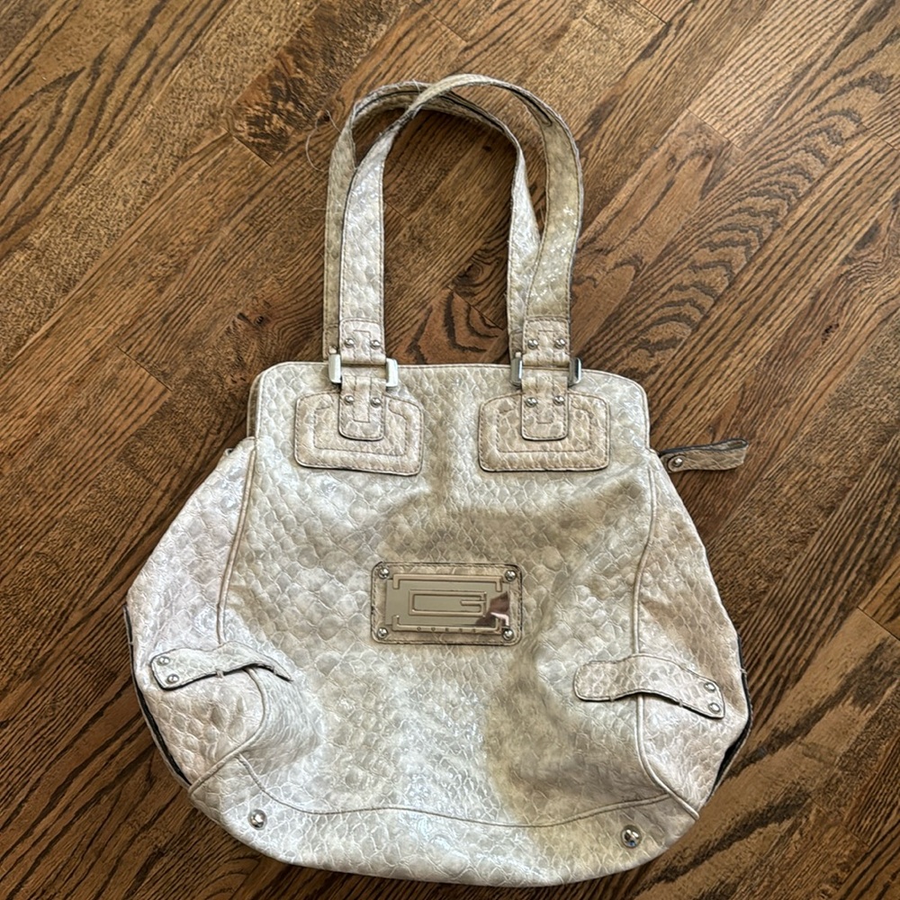 Large faux python Guess tote bag